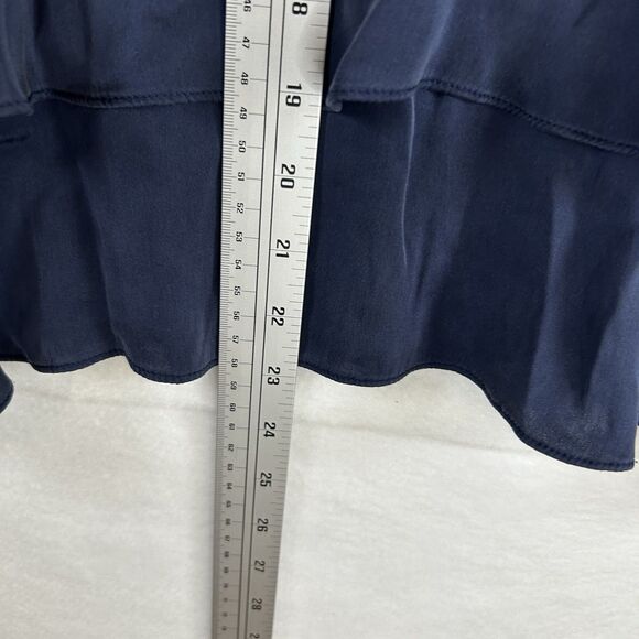 Theory Silk Ruffled Navy Tank Size S Sleeveless Party Cocktail Norm Core Top - Picture 7 of 7